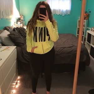 🥺sold🥺 VS PINK Full Zip Neon Hoodie